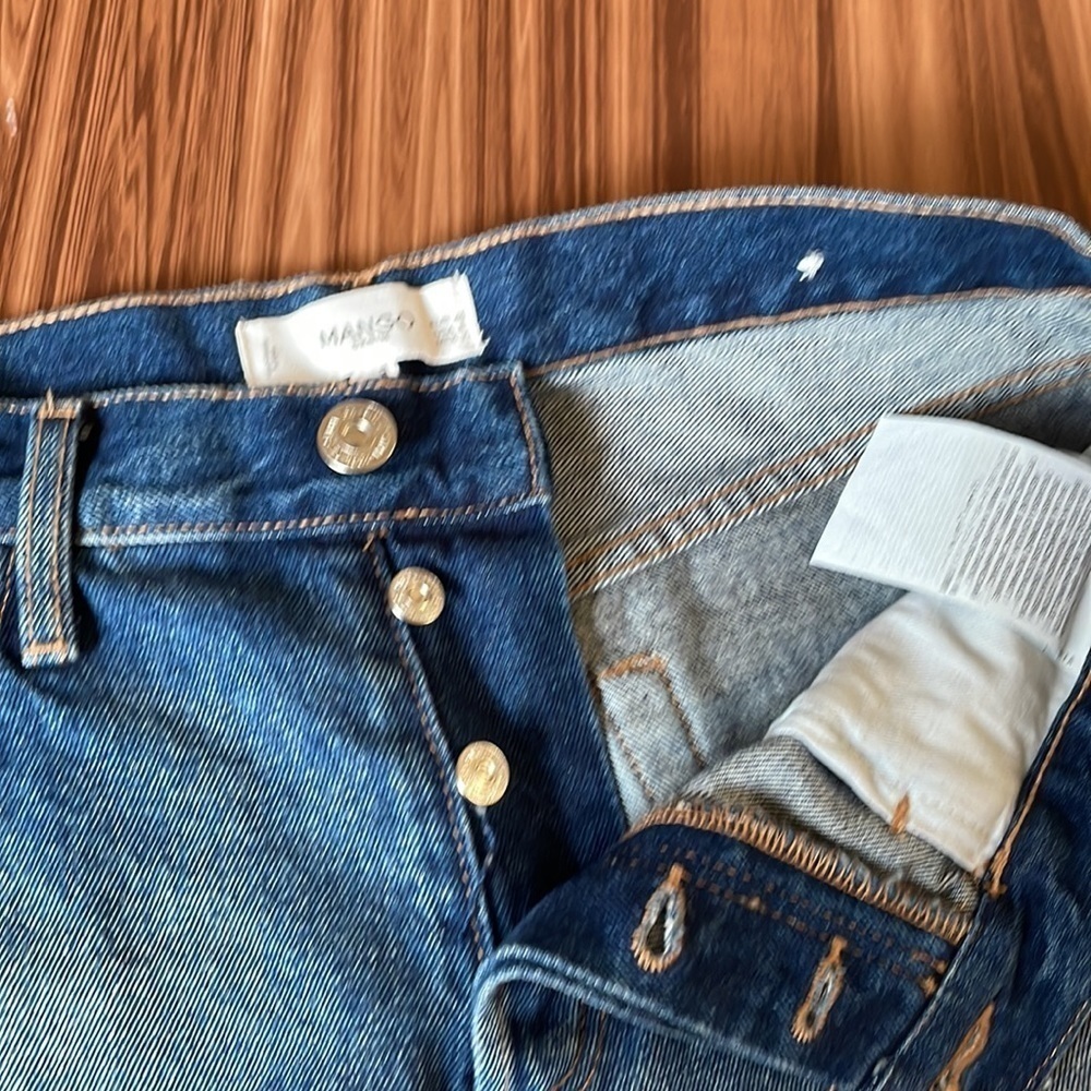 MANGO Organic Cotton Jean Shorts Size 8 - Picture 7 of 9